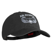 U.S. Army Air Assualt Badge Embroidered Washed Solid Pigment Dyed Cotton Twill Brass Buckle Cap - Black OSFM