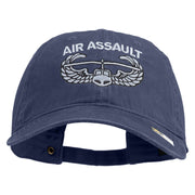 U.S. Army Air Assualt Badge Embroidered Washed Solid Pigment Dyed Cotton Twill Brass Buckle Cap - Navy OSFM