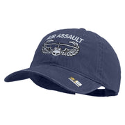 U.S. Army Air Assualt Badge Embroidered Washed Solid Pigment Dyed Cotton Twill Brass Buckle Cap - Navy OSFM