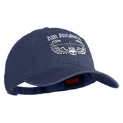 U.S. Army Air Assualt Badge Embroidered Washed Solid Pigment Dyed Cotton Twill Brass Buckle Cap - Navy OSFM