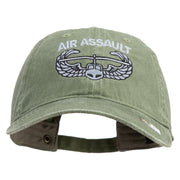 U.S. Army Air Assualt Badge Embroidered Washed Solid Pigment Dyed Cotton Twill Brass Buckle Cap - Olive OSFM