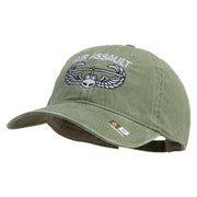 U.S. Army Air Assualt Badge Embroidered Washed Solid Pigment Dyed Cotton Twill Brass Buckle Cap - Olive OSFM