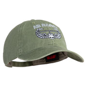 U.S. Army Air Assualt Badge Embroidered Washed Solid Pigment Dyed Cotton Twill Brass Buckle Cap - Olive OSFM
