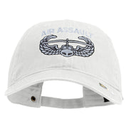 U.S. Army Air Assualt Badge Embroidered Washed Solid Pigment Dyed Cotton Twill Brass Buckle Cap - White OSFM