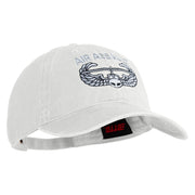 U.S. Army Air Assualt Badge Embroidered Washed Solid Pigment Dyed Cotton Twill Brass Buckle Cap - White OSFM