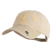 Star US Army Veteran Retired Embroidered Washed Solid Pigment Dyed Cotton Twill Brass Buckle Cap - Khaki OSFM