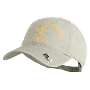 Star US Army Veteran Retired Embroidered Washed Solid Pigment Dyed Cotton Twill Brass Buckle Cap - Stone OSFM