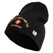 U.S. Army 45th Infantry Brigade Combat Team Symbol Embroidered 8 Inch Solid Knit Short Beanie Made in USA - Black OSFM
