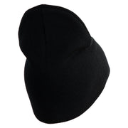 U.S. Army 45th Infantry Brigade Combat Team Symbol Embroidered 8 Inch Solid Knit Short Beanie Made in USA - Black OSFM