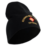 U.S. Army 45th Infantry Brigade Combat Team Symbol Embroidered 8 Inch Solid Knit Short Beanie Made in USA - Black OSFM