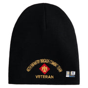 U.S. Army 45th Infantry Brigade Combat Team Symbol Embroidered 8 Inch Solid Knit Short Beanie Made in USA - Black OSFM