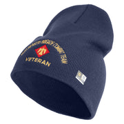 U.S. Army 45th Infantry Brigade Combat Team Symbol Embroidered 8 Inch Solid Knit Short Beanie Made in USA - Navy OSFM