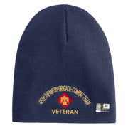 U.S. Army 45th Infantry Brigade Combat Team Symbol Embroidered 8 Inch Solid Knit Short Beanie Made in USA - Navy OSFM