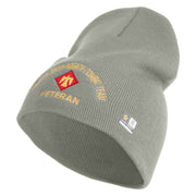 U.S. Army 45th Infantry Brigade Combat Team Symbol Embroidered 8 Inch Solid Knit Short Beanie Made in USA - Dk-Ash OSFM