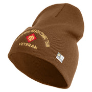 U.S. Army 45th Infantry Brigade Combat Team Symbol Embroidered 8 Inch Solid Knit Short Beanie Made in USA - Coyote-Brown OSFM