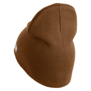 U.S. Army 45th Infantry Brigade Combat Team Symbol Embroidered 8 Inch Solid Knit Short Beanie Made in USA - Coyote-Brown OSFM