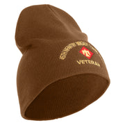 U.S. Army 45th Infantry Brigade Combat Team Symbol Embroidered 8 Inch Solid Knit Short Beanie Made in USA - Coyote-Brown OSFM