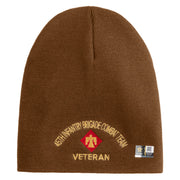 U.S. Army 45th Infantry Brigade Combat Team Symbol Embroidered 8 Inch Solid Knit Short Beanie Made in USA - Coyote-Brown OSFM