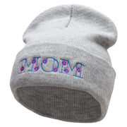 Floral Mom Embroidered 12 Inch Long Knitted Beanie