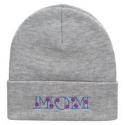 Floral Mom Embroidered 12 Inch Long Knitted Beanie