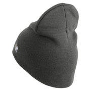 U.S. Army 48th Infantry Brigade Combat Team Symbol Embroidered 8 Inch Solid Knit Short Beanie Made in USA - Charcoal OSFM