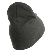 U.S. Army 48th Infantry Brigade Combat Team Symbol Embroidered 8 Inch Solid Knit Short Beanie Made in USA - Charcoal OSFM