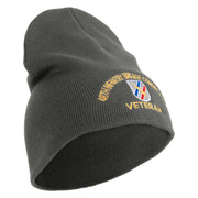 U.S. Army 48th Infantry Brigade Combat Team Symbol Embroidered 8 Inch Solid Knit Short Beanie Made in USA - Charcoal OSFM