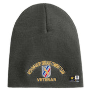 U.S. Army 48th Infantry Brigade Combat Team Symbol Embroidered 8 Inch Solid Knit Short Beanie Made in USA - Charcoal OSFM