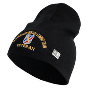 U.S. Army 48th Infantry Brigade Combat Team Symbol Embroidered 8 Inch Solid Knit Short Beanie Made in USA - Black OSFM