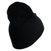 U.S. Army 48th Infantry Brigade Combat Team Symbol Embroidered 8 Inch Solid Knit Short Beanie Made in USA - Black OSFM