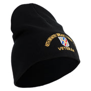 U.S. Army 48th Infantry Brigade Combat Team Symbol Embroidered 8 Inch Solid Knit Short Beanie Made in USA - Black OSFM