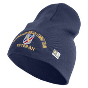 U.S. Army 48th Infantry Brigade Combat Team Symbol Embroidered 8 Inch Solid Knit Short Beanie Made in USA - Navy OSFM