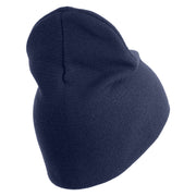 U.S. Army 48th Infantry Brigade Combat Team Symbol Embroidered 8 Inch Solid Knit Short Beanie Made in USA - Navy OSFM