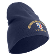U.S. Army 48th Infantry Brigade Combat Team Symbol Embroidered 8 Inch Solid Knit Short Beanie Made in USA - Navy OSFM