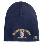 U.S. Army 48th Infantry Brigade Combat Team Symbol Embroidered 8 Inch Solid Knit Short Beanie Made in USA - Navy OSFM