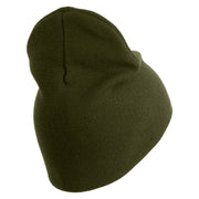 U.S. Army 48th Infantry Brigade Combat Team Symbol Embroidered 8 Inch Solid Knit Short Beanie Made in USA - Olive OSFM