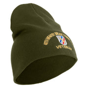 U.S. Army 48th Infantry Brigade Combat Team Symbol Embroidered 8 Inch Solid Knit Short Beanie Made in USA - Olive OSFM