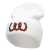 Triple Horse Shoe Embroidered 12 Inch Long Knitted Beanie