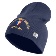 U.S. Army 50th Infantry Brigade Combat Team Symbol Embroidered 8 Inch Solid Knit Short Beanie Made in USA - Navy OSFM