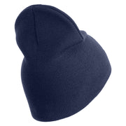 U.S. Army 50th Infantry Brigade Combat Team Symbol Embroidered 8 Inch Solid Knit Short Beanie Made in USA - Navy OSFM