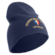 U.S. Army 50th Infantry Brigade Combat Team Symbol Embroidered 8 Inch Solid Knit Short Beanie Made in USA - Navy OSFM