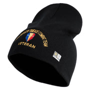 U.S. Army 50th Infantry Brigade Combat Team Symbol Embroidered 8 Inch Solid Knit Short Beanie Made in USA - Black OSFM