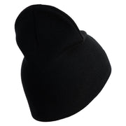 U.S. Army 50th Infantry Brigade Combat Team Symbol Embroidered 8 Inch Solid Knit Short Beanie Made in USA - Black OSFM