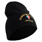 U.S. Army 50th Infantry Brigade Combat Team Symbol Embroidered 8 Inch Solid Knit Short Beanie Made in USA - Black OSFM