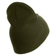 U.S. Army 50th Infantry Brigade Combat Team Symbol Embroidered 8 Inch Solid Knit Short Beanie Made in USA - Olive OSFM