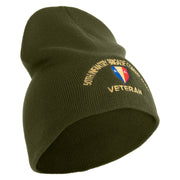 U.S. Army 50th Infantry Brigade Combat Team Symbol Embroidered 8 Inch Solid Knit Short Beanie Made in USA - Olive OSFM