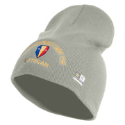 U.S. Army 50th Infantry Brigade Combat Team Symbol Embroidered 8 Inch Solid Knit Short Beanie Made in USA - Dk-Ash OSFM
