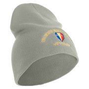 U.S. Army 50th Infantry Brigade Combat Team Symbol Embroidered 8 Inch Solid Knit Short Beanie Made in USA - Dk-Ash OSFM