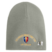 U.S. Army 50th Infantry Brigade Combat Team Symbol Embroidered 8 Inch Solid Knit Short Beanie Made in USA - Dk-Ash OSFM