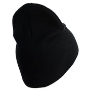 U.S. Army 53rd Infantry Brigade Symbol Embroidered 8 Inch Solid Knit Short Beanie Made in USA - Black OSFM